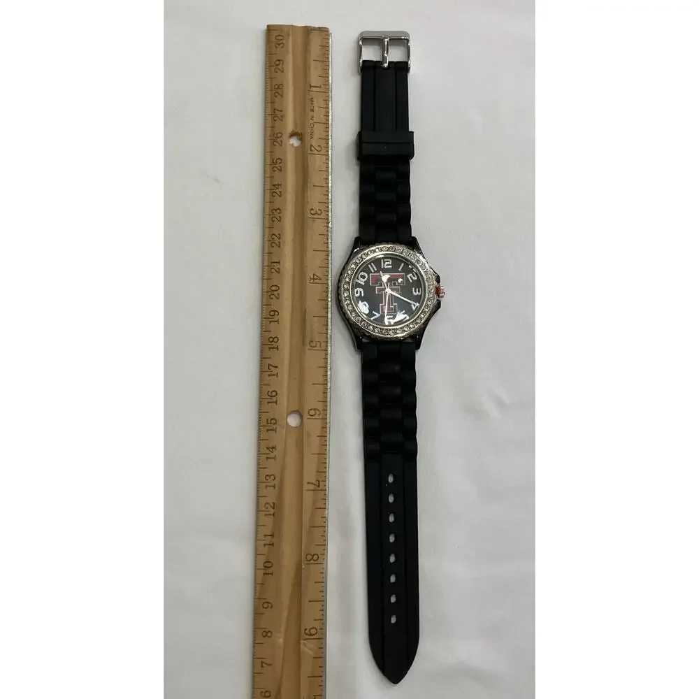 Texas Tech Red Raiders Ladies Crystals Watch, Black Band, NCAA
